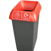 50L Recycling Bin with Red Lid & Plastics Logo  Adomoo
